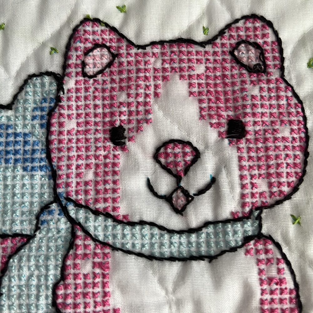 Handmade Quilted Baby Bib Cross-stitch Cat Kitten Cross Stitch - Picture 2 of 13